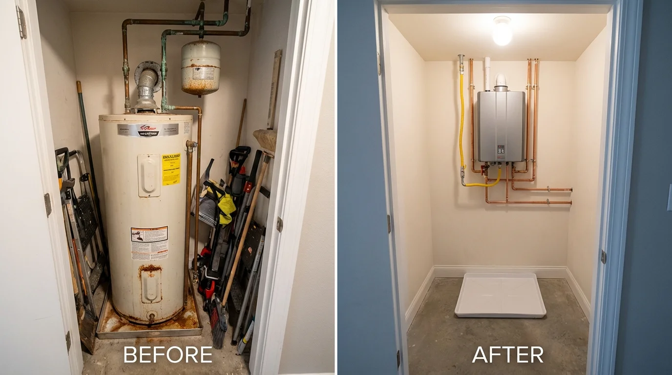 Tank water heater versus wall-mounted tankless unit comparison for Salem, VA homeowners
